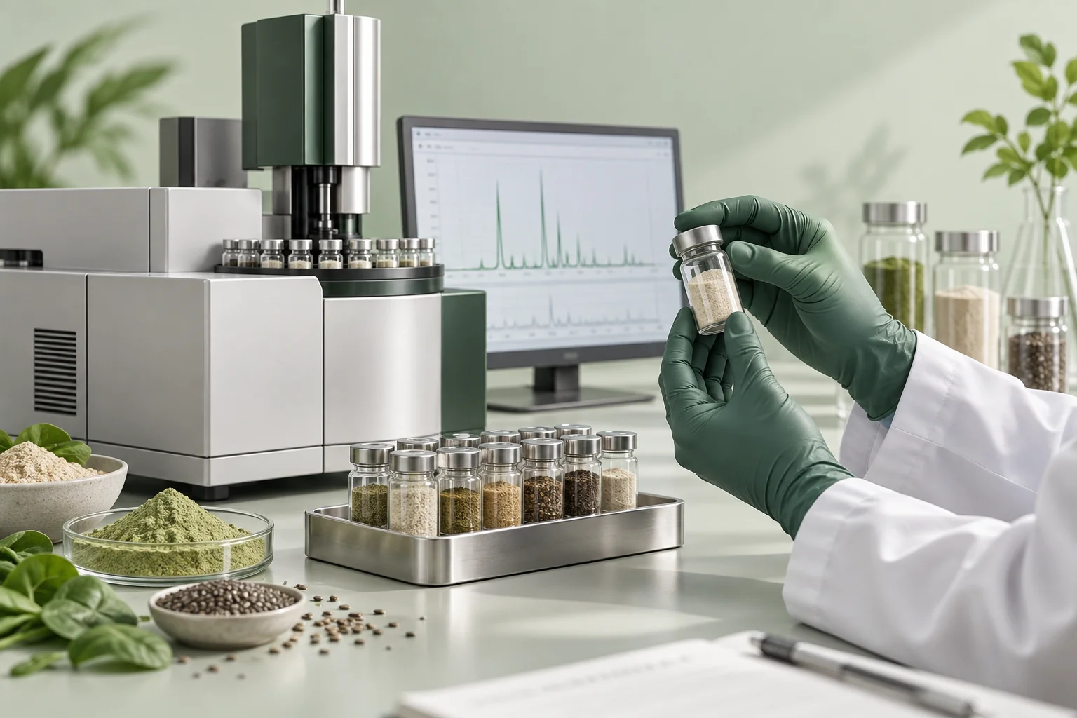 Illustration of raw ingredient laboratory analysis